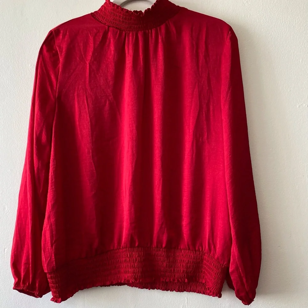 Title: Alex & Lili Red Smocked High Neck Blouse – NWT Size XL - Picture 6 of 12